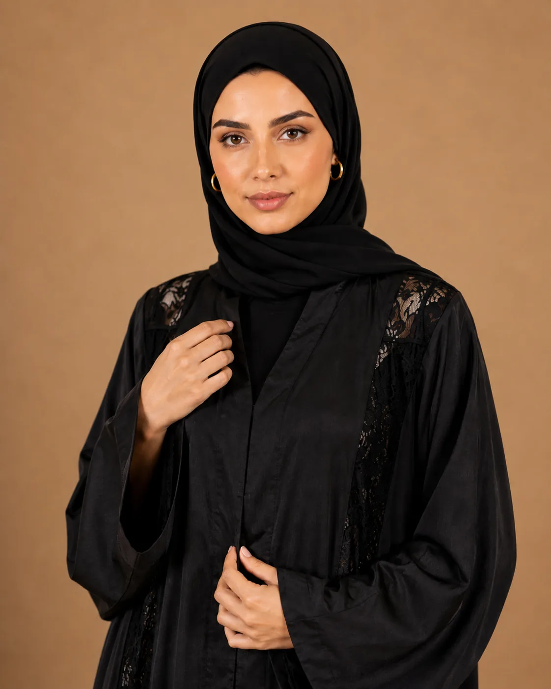 Noir Veil Elegance Abaya texture